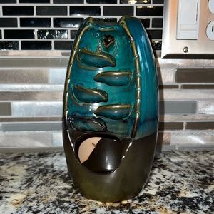 Ceramic backflow cone incense burner waterfall